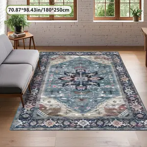 Velvet Soft Comfort Persian Court Pattern Print Rug, Decorative Rug, Indoor Floor Rug, Super Soft Rug, Home Decor Carpet, Living Room Large Mat, Sofa Pad, Door Mat, Coffee Table Mat