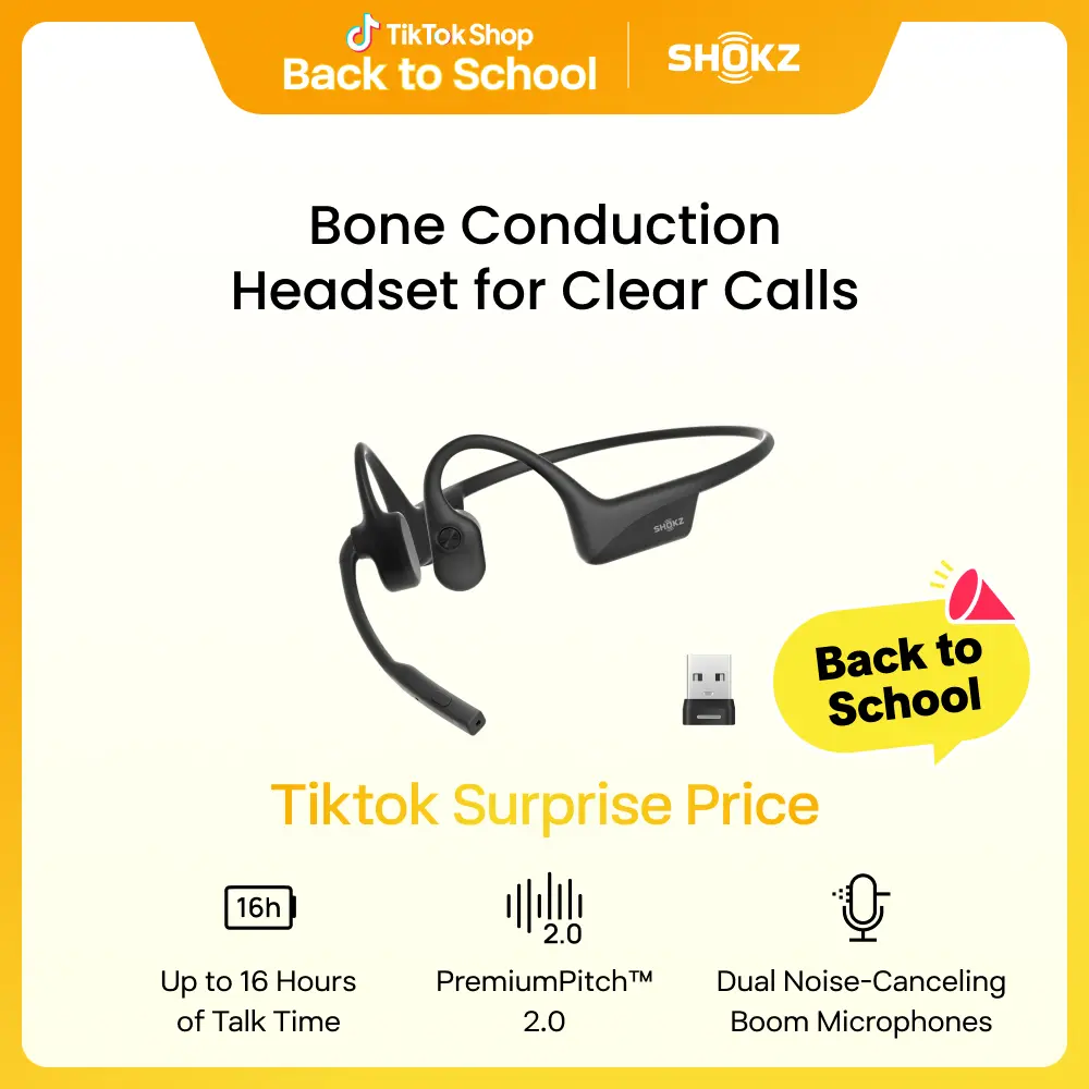 OpenComm2 UC 2025 Upgrade - Open-Ear Wireless Computer Headset with Boom Mic, Bone Conduction Bluetooth Stereo Headphones, USB-A/C Dongle Compatible with PC and Mac, Zoom Certified - C120UC,back to school,back to school haul