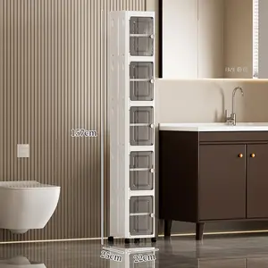 Stackable 5-Tier Folding Storage Bins on Wheels | White Plastic Organizer Boxes with Lids for Home & Office