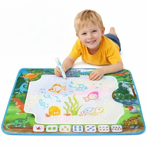 Dinosaur Water Drawing Mat - 31.5" x 23.6" Toddler Large Magic Doodle Canvas, Mess-Free Rainbow Painting Board with Alphabet & Numbers, Summer Vacation Educational Toys Birthday Gifts for Boys Girls Age 1-3 Watercolor Workbook Watercolor Pen,summerwins su