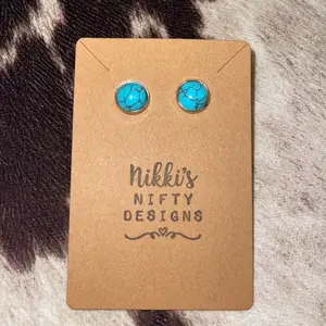 Turquoise gemstone geometric stud earrings set