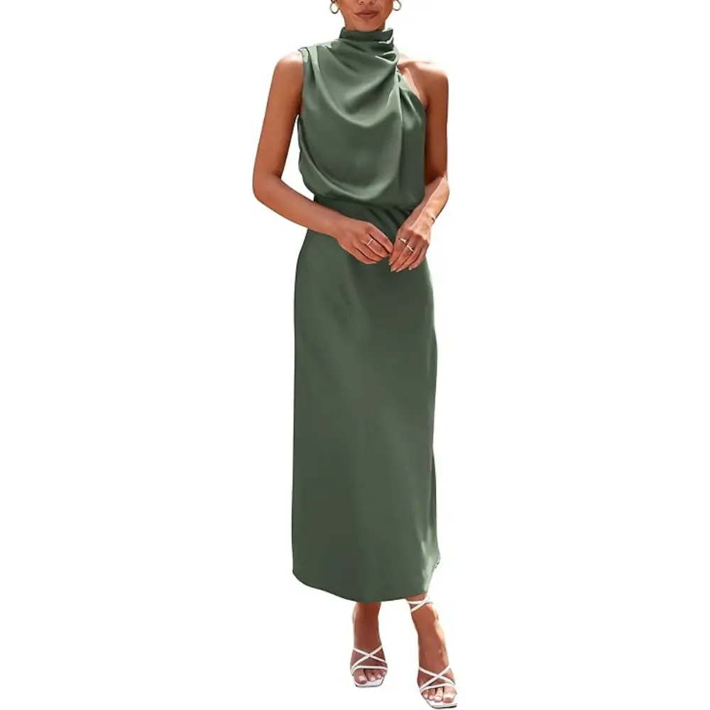 PrettyGarden Women's Summer Satin Dress Elegant Sleeveless Mock Neck Cocktail Party Maxi Dresses PrettyGarden Women's Summer Satin Dress Elegant Sleeveless Mock Neck Cocktail Party Maxi Dresses