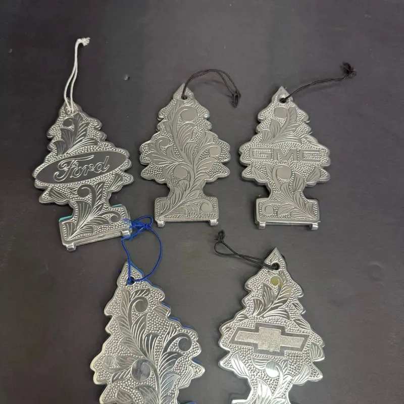 Hand Engraved Polished Billet Aluminum Little Tree Holder