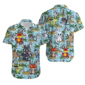 Dragon Friends Toothless Light Fury Summer Beach 3D HAWAI SHIRT