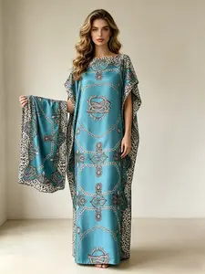 Leopard-Print Chain Robe and Headscarf Set, Loose, Boho Bohemian Casual, Versatile Multi-Purpose for Vacation and Travel, Fashionable, Stylish and Aesthetic Design