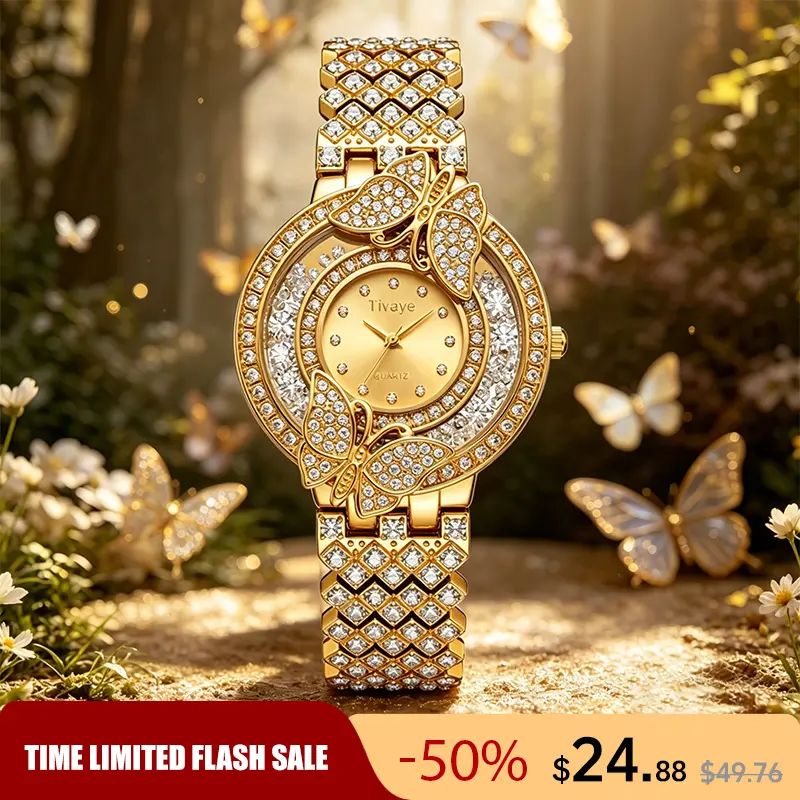 Luxury Diamond Butterfly Watch Analog Quartz Wristwatch Sparkling Butterfly Design Waterproof Bling Bracelet Watch for Daily  Party Wedding Luxury Fashion Elegant Jewelry Gift for Her