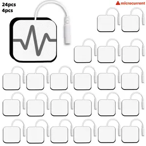 24pcs Tens Electrode Massage Pads, Latex-Free, Compatible with Tens Machines, 2mm Pin Connector Leads, Fits Auvon Tens, Tens 7000, Etekcity, Nicwell Care Tens