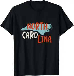 100%cotton North Carolina USA, NC State of North Carolina Souvenir T-Shirt
