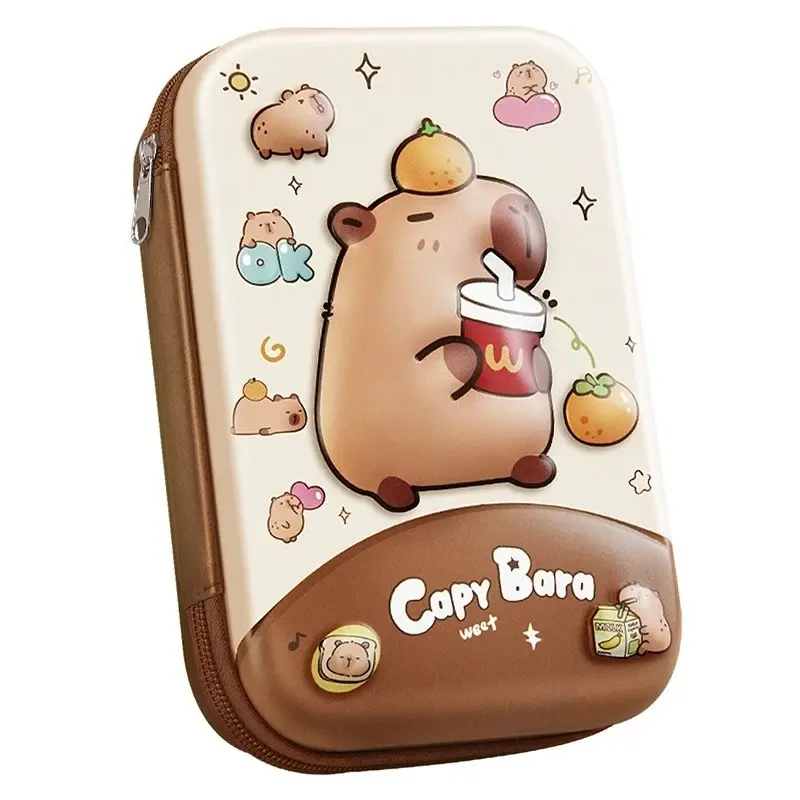Capybara 3D Brown Large Capacity Pencil Case Stationery Pouch Pen Bag for School Office Supplies Girls Cosmetic Box EVA Holder
