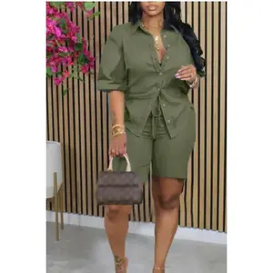 2025 Women's Solid Color Casual Loose Shorts Set Elegant Summer Two-Piece Full Set Women's Clothing Womenswear Suits rave outfits