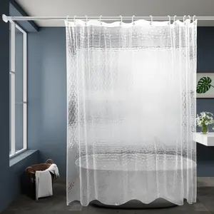 Water Cube Textured Bathroom Shower Curtain - Translucent Privacy & Light Filtering Design, modern luxury shower curtain liner, Waterproof Shower Curtain