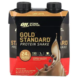 Optimum Nutrition Gold Standard® Protein Shake, Cafe Latte, 4 Cartons, 11 fl oz (325 ml) Each