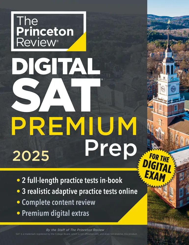 USED Book - Princeton Review Digital SAT Premium Prep, 2025: 5 Full-Length Practice Tests (2 in Book + 3 Adaptive Tests Online) + Online Flashcards + Review & Too by The Princeton Review (Paperback) - english