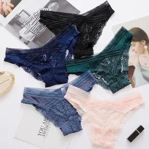 Low-waist ultra-thin lace girl's triangle underwear without any seams, Sexy panties, intimate lingerie, lace sheer design