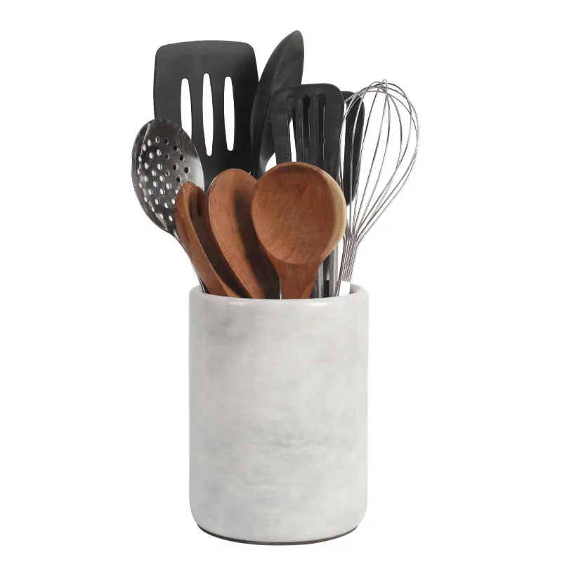 Artreestry Marble Handmade Utensil Holder Spoon Caddy Countertop - kitchen Utensils Set Organizer, Flatware Chopstick Canister, Home Accessories
