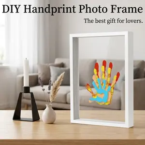 👨‍👩‍👧‍👦 Stacked Family Memories | Multi Layer Clear Handprint Shadow Box | Interactive Parent Child Art Frame