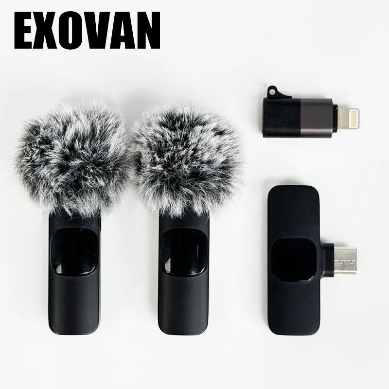 Wireless mini Microphone for iPhone/Smartphone, 2 Mini Lapel Microphones with Clearer Audio for Video Recording, Interview, Vlog，Noise Reduction Device Noise Cancellation Stereo Wireless vlogging  tools handheld high quality audio