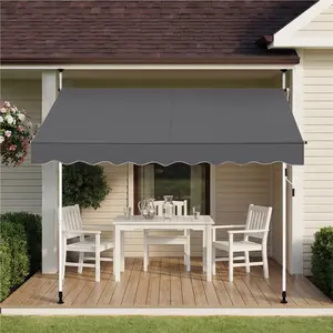 Costoffs Manual Retractable Awning With Adjustable Angle & Height, Water-Resistant Outdoor Shelter For Deck & Balcony