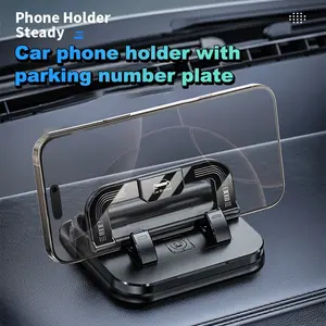 2-in-1 Car Phone Holder with Temporary Parking Number Plate, Anti-Slip Dashboard Mount, Stable Auto Lock Design, No Shake No Fall, Secure Grip for All Smartphones, Easy Installation, Durable Shockproof Navigation Bracket