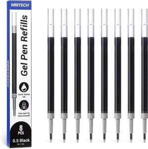 WRITECH Gel Pen Refills: 0.5mm Fine Point, Black Ink, 8-Pack Retractable Gel Pen Refills, Quick-Dry Smooth Writing