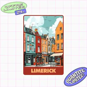 Limerick Ireland Travel Sticker – Vintage Aesthetic Waterproof Vinyl Decal for Laptops, Water Bottles, Journals & More V