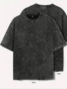Men's Retro Style Washed Distressed Crew Neck Tee, Regular Fit Casual Comfy Short Sleeve Round Neck T-shirt, Fashion Men's Top, Menswear