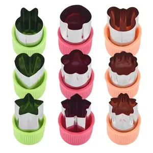 Star Heart Shape Vegetables Cutter Plastic Handle 3Pcs Portable Cook Tools Stainless Steel Fruit Cutting Die