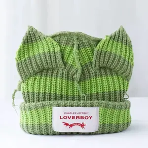 Charles Jeffrey Loverboy Crochet Knitted Unisex Beanie for Men and Women Knit Hats Matching Couples Hats High Quality Hat Handmade Rhinestone Beanies Custom Made Hat