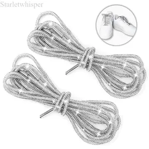2PCS Rhinestone Glitter Shoe Laces, 47in Shiny Rope Strings Hoodie String Replacement Drawstring Cords for Shoes Trunks Bags DIY Decor Accessories No-Tie Shoelace Anchors Set Footwear Bedroom SpringStatements