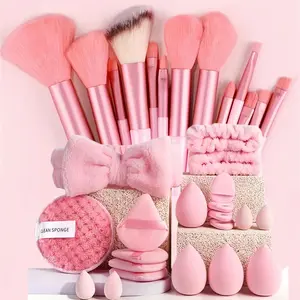 Makeup Brush Set 33 Pcs Makeup Tool Set Premium Synthetic Foundation Powder Concealers Eye shadows Blush Makeup Brushes (Pink, 33 Piece Set) Cosmetic Brush Set