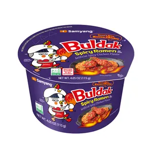Buldak Pack of 6 Sweet and Spicy Chicken Spicy Flavor Korean Instant Ramen Noodle Big Bowl Easy Prep Convenient