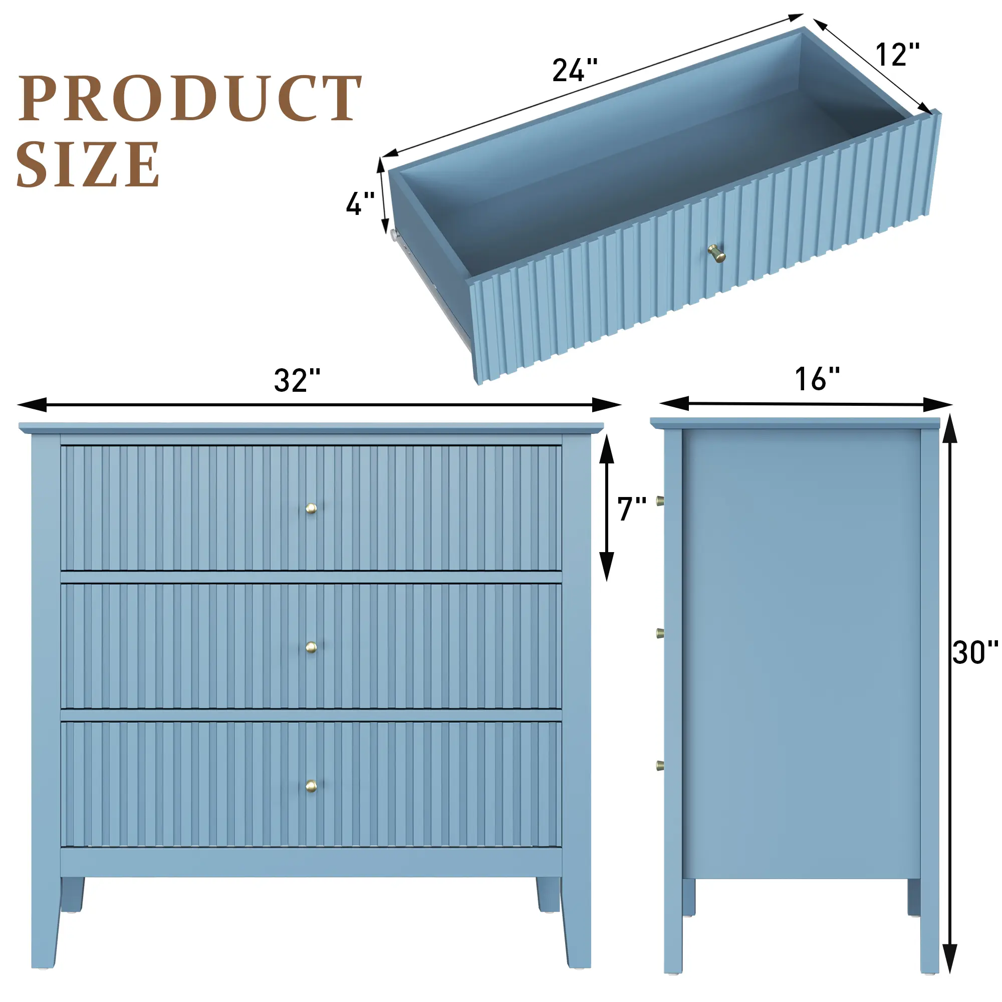 3 Drawers-Light Blue