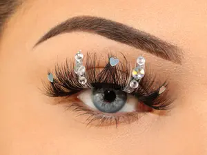 Angel Wings Glitter 25mm Eyelashes Rhinestones Faux Mink Lightweight Silver False Strip Lashes Reusable 30x