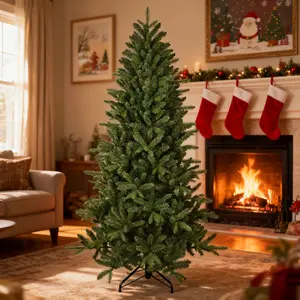 iCapeson 6ft Artificial Christmas Tree, 1168 Tips Hinged PE+PVC Tree for Easy Assembly, Full Lush Indoor Holiday Decor with Sturdy Metal Stand