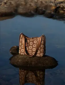 KEEP PERFECT Women's Knitted Bohemian Shoulder Bag - Handmade Crochet, Snap Closure, Adjustable Straps, Lightweight 3D-Knit Soft Tech Fabric, Plain Design, Everyday Fashionable Bag for Spring Summer, Everyday Bag