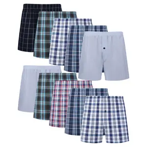 10PCS Men's Underwear Woven Boxers for Men-Elastic Waistband, Breathable Fabric, Soft Touch, Random Color