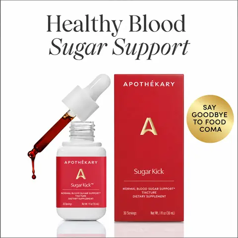 Apothékary Sugar Kick - Sugar Cravings & Normal Blood Sugar Support Liquid Herbal Drops* | Alcohol-Free, Certified Gluten-Free, PETA Certified Cruelty-Free, Third Party Tested, Plant-Based, No Artificial Additives, Made in the USA Absorbable Supplements E