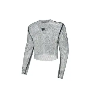 Obsidian MCE rhinestone long sleeve crop top