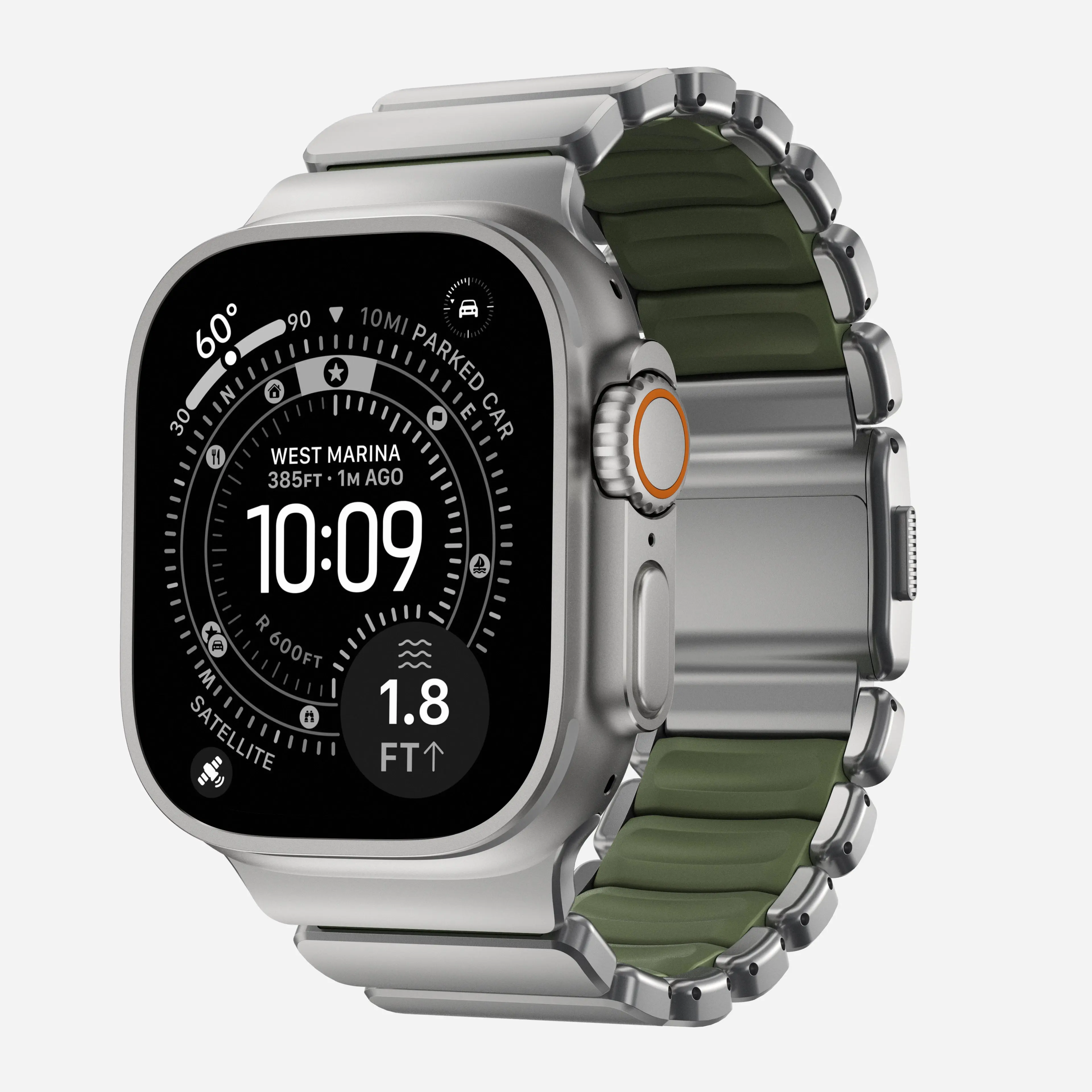 Magnetic Wearable Stratos Band, 49mm, Natural Titanium, Forest FKM - Tech Accessories, Men's Fashion Watch Accessories, Men's Accessories