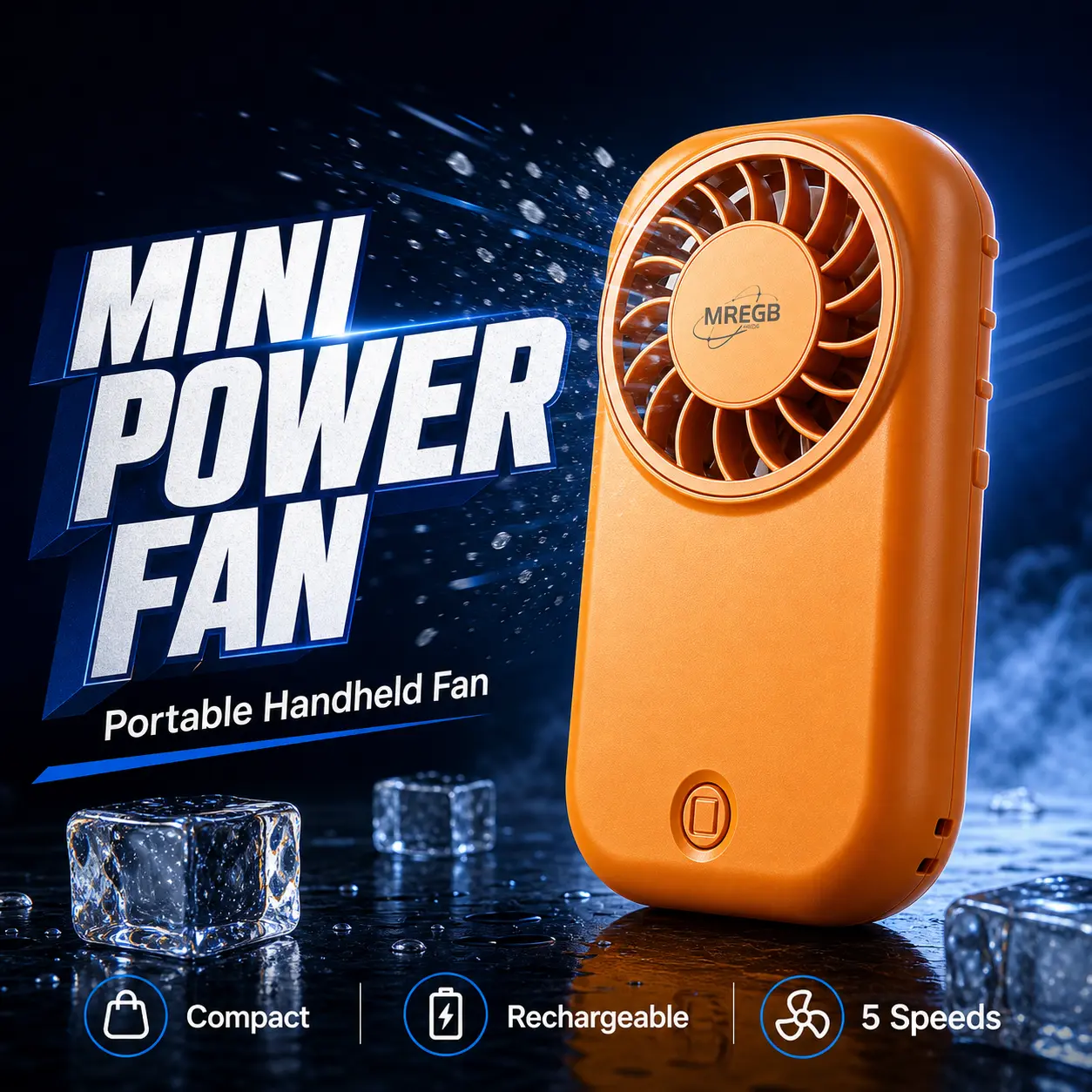 MREGB 2026 Mini Handheld Fan, Ultra Slim Portable USB Rechargeable Fan with Strong Airflow, Pocket Size Personal Cooling Fan for Travel, Outdoor, Office & Summer