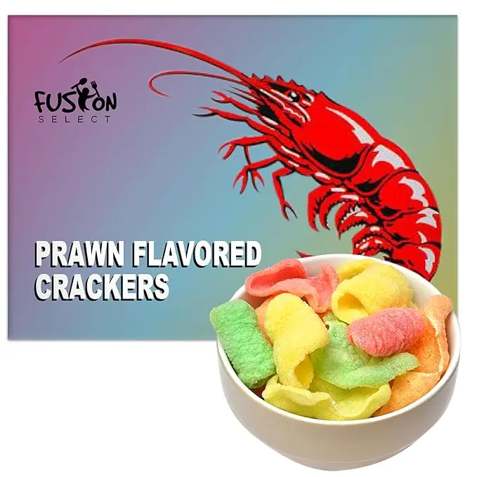 Fusion Select Uncooked Prawn Crackers 8 Oz, 1 Pack, Multi-Colored Shrimp Chips, Ready to Cook & Easy to Fry, Crispy Asian Snack for Parties, Appetizers & Snack Platters