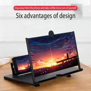 12 Inch Smartphone Screen Magnifier, 3D HD Foldable Phone Stand, Adjustable Angle, Suitable for Movies, Videos, Games, Supports All Smartphones, Adjustable Phone Holder