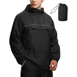Men Waterproof Windproof Jacket Lightweight Packable Rain Jacket with Hood for Golf Hiking Travel