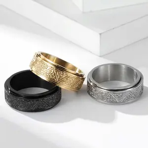 Celtic triangle knot ring rotating ring titanium steel ring ladies daily wear gift