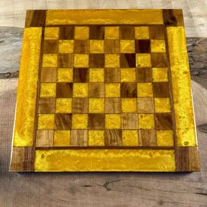 Gold Cloud Black Walnut Chess Board (INCLUDES PIECES)