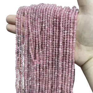 Natural Red Strawberry Quartz Gemstone Tiny Faceted Beads 2/3/4MM Semi-Precious Stone for DIY Jewelry Making Bracelet Necklace 15inch 2/3/4mm