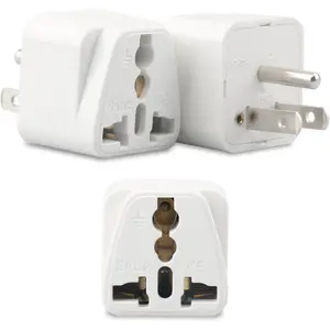 3 Pack  to  Plug Adapter, UK to  Plug Adapter, India to  Plug Adapter,  Plug Adapter for EU, UK, IN, AU, CN, IT, BR, CH-Type B, White