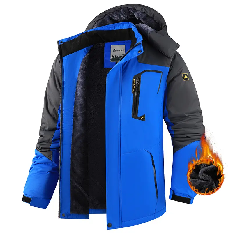 Men's Skiing Jacket - Waterproof, Insulated, Fleece-Lined, Hooded, Breathable Outdoor Sportswear for Big & Tall Men, Winter Mountain Outerwear