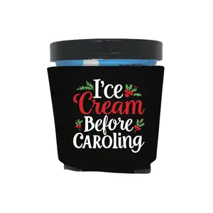 Christmas Ice Cream Pint Sleeves, Ice Cream Before Caroling, Foam Pint Coolers, Xmas Party Favors, Gift Ideas