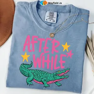 Comfort Colors After While Crocodile Shirt, Funny Alligator Tee, Cute Animal Pun Shirt, Retro Graphic Tee, Casual Humor Shirt, Gift for Animal Lovers